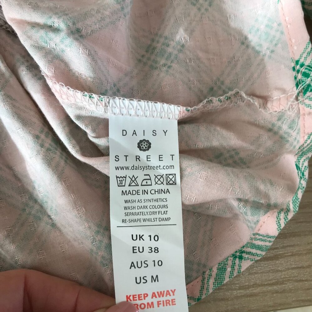 Daisy Street Pink Plaid Cottagecore Peasant Peplum Top - Medium - - Picture 11 of 11
